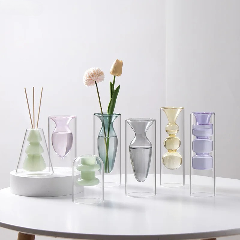 Terrarium Glass Bottle - Kolorowy, dwuwarstwowy szklany wazon artystyczny, butelka