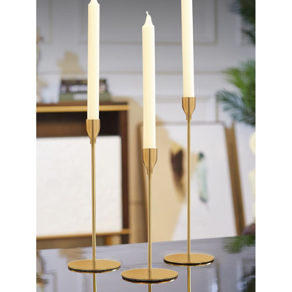 Home Decor Luxury - Zestaw 3 miedzianych świeczników, lekko luksusowe