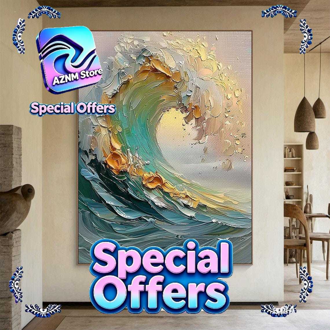 Home Decor Etsy - Obraz olejny 3D beżowy duży abstrakcyjny