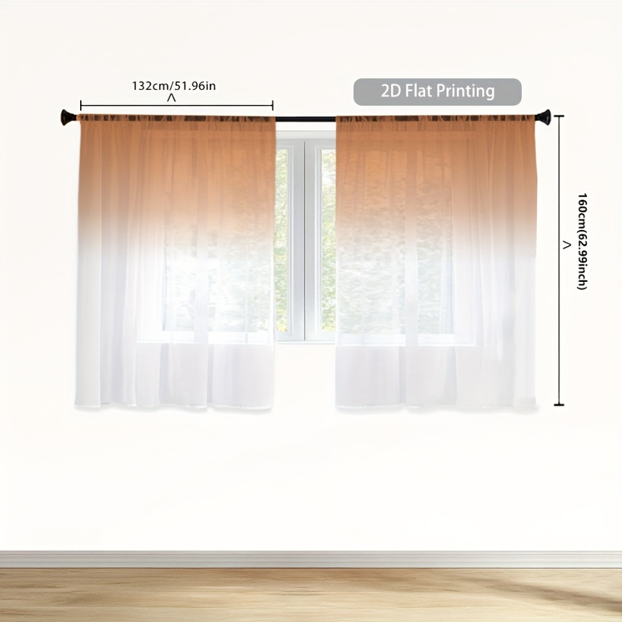 Home Decor Orange - 2 szt. Przezroczyste zasłony z nadrukiem