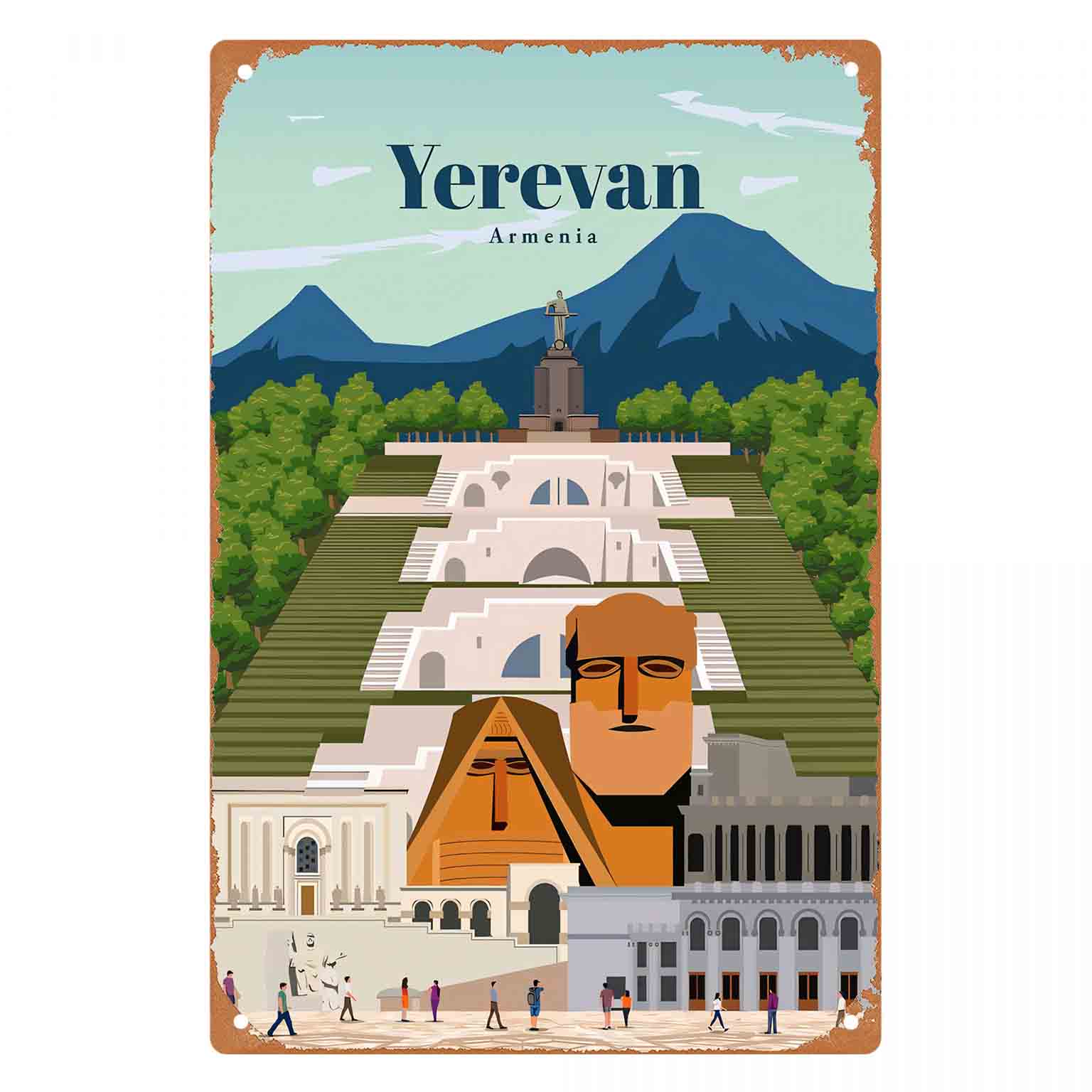 Home Decor Yerevan - 2D PŁASKA METALOWA TABLICA ZE ZWYŻSZNIEŃMI