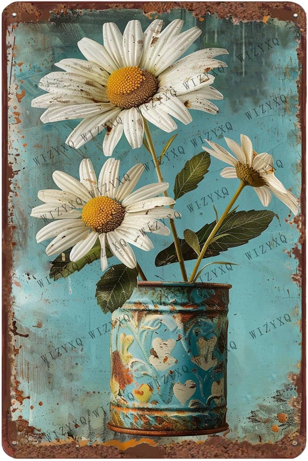 Home Decor Kolkata - Metalowe Tabliczki Biała Stokrotka Kwiat Vintage