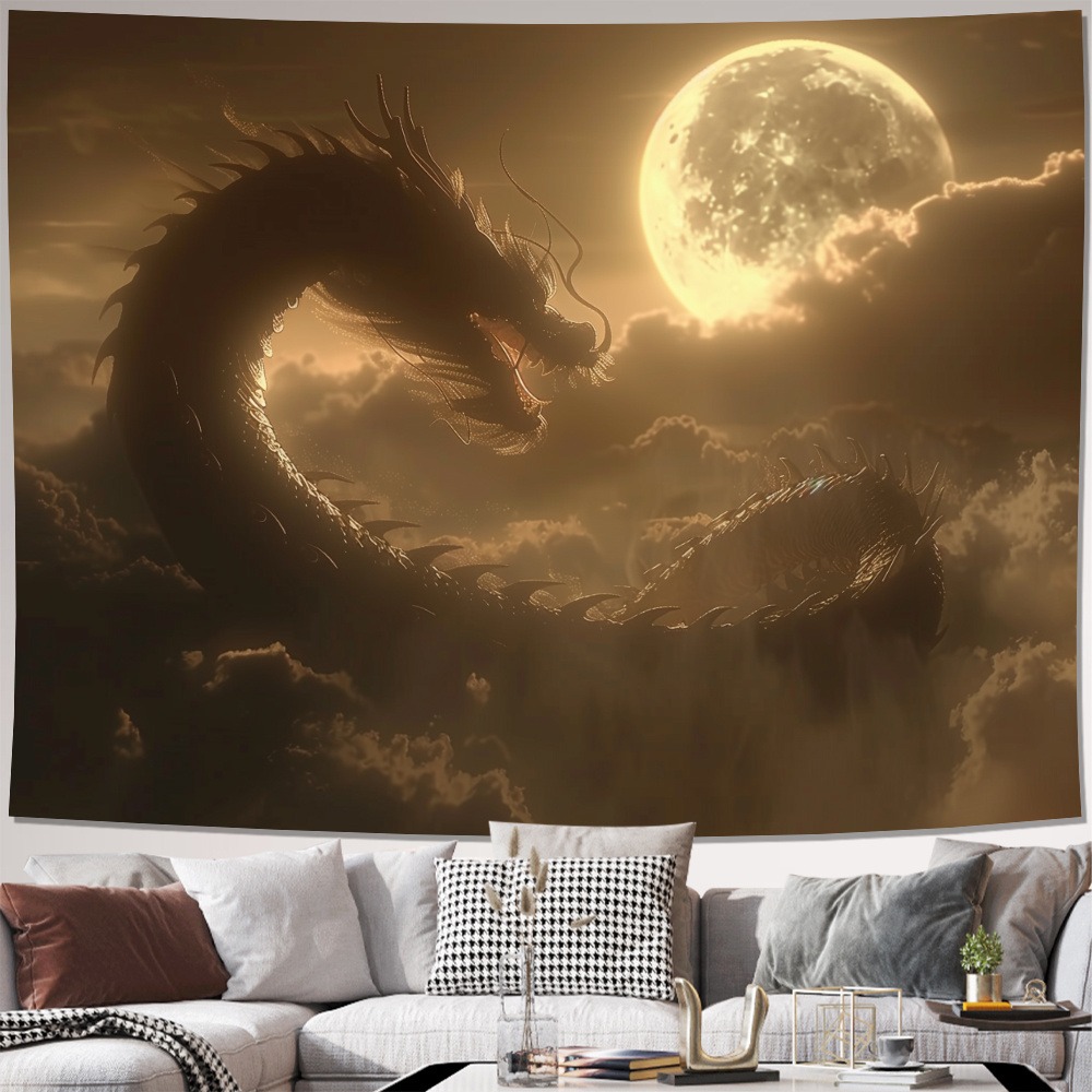 Home Decor Under 100 - Gobelin z mitologicznym smokiem pod pełnię