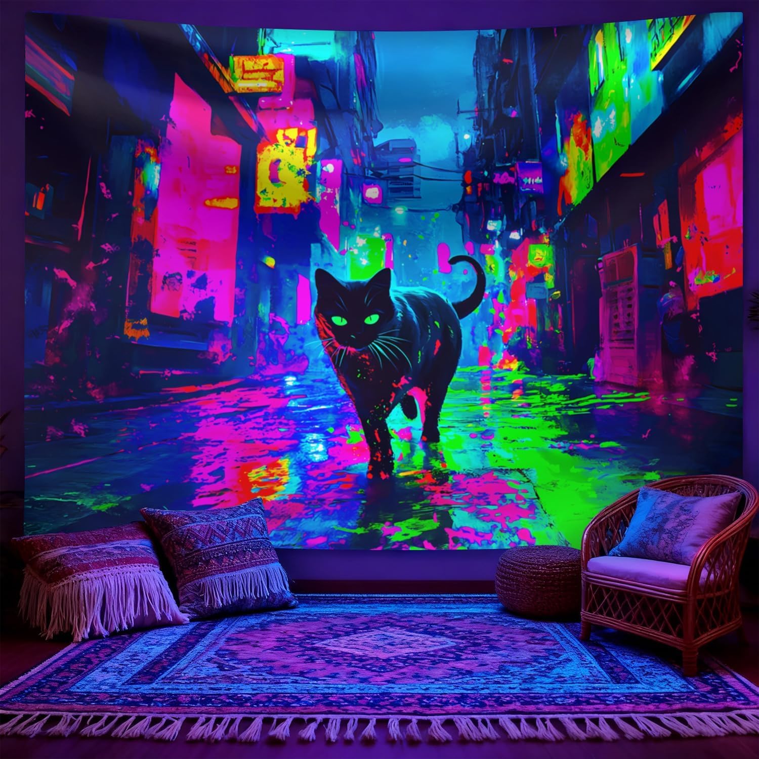 Home Decor Under 100 - Cyberpunkowa Neonowa Gobelinowa Dekoracja Ścienna z