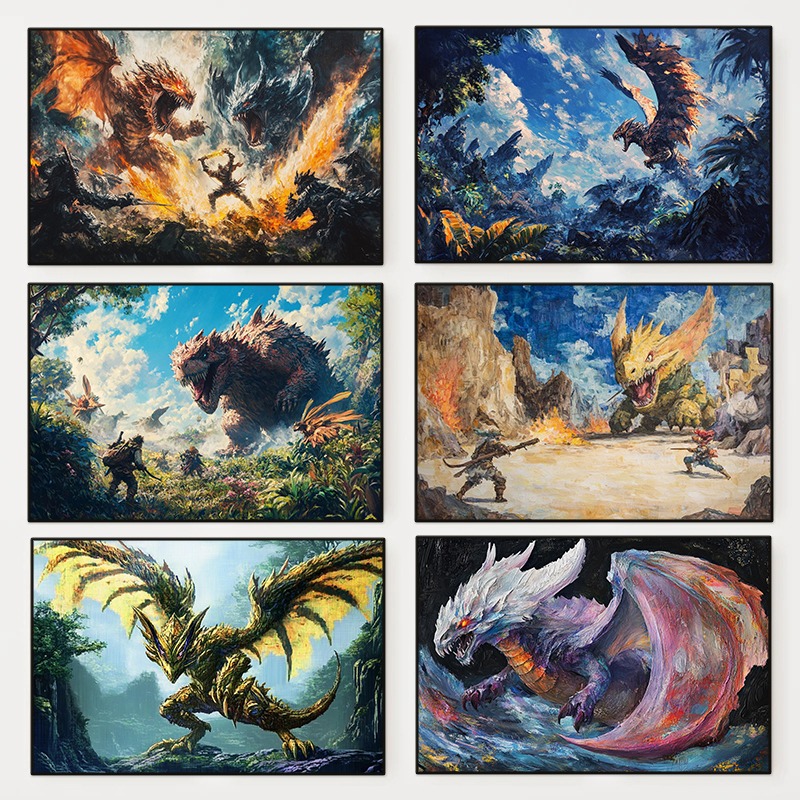 Home Decor Ai Free - 1 szt. bezramowy plakat Monster Hunter