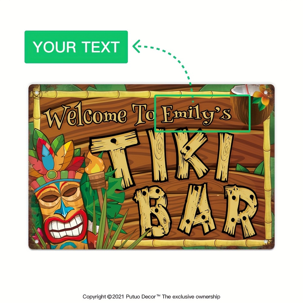 Home Decor Kolkata - Personalizowany szyld Tiki Bar, imię na