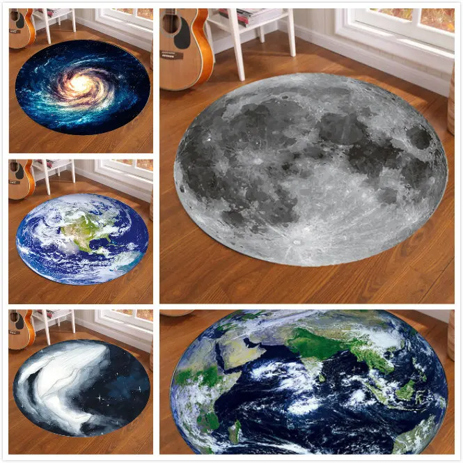 Home Decor Under 100 - Galaxy Earth Moon Okrągły dywan do