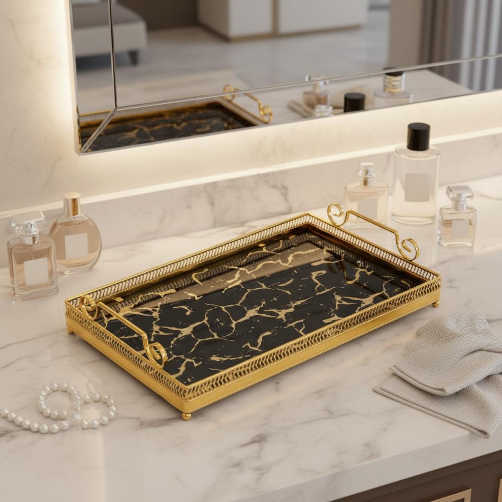 Home Decor Mirror - Dekoracyjna taca z lustrem w stylu