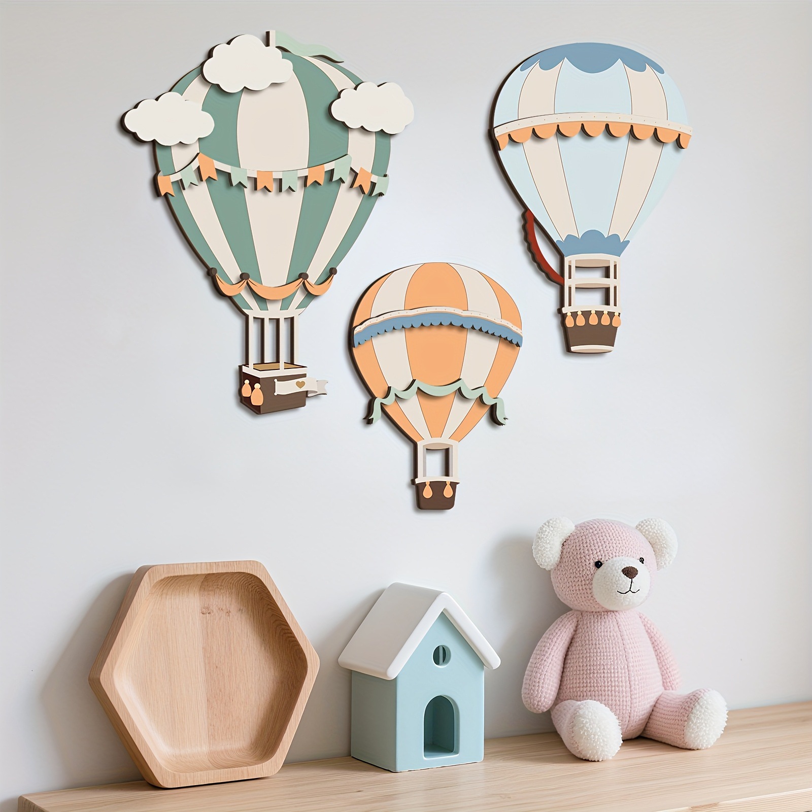 Home Decor Etsy - Zestaw drewnianych dekoracji ściennych 3D z