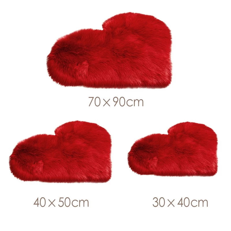 Home Decor Under 100 - Furry Solid Color Heart Rug Bedroom