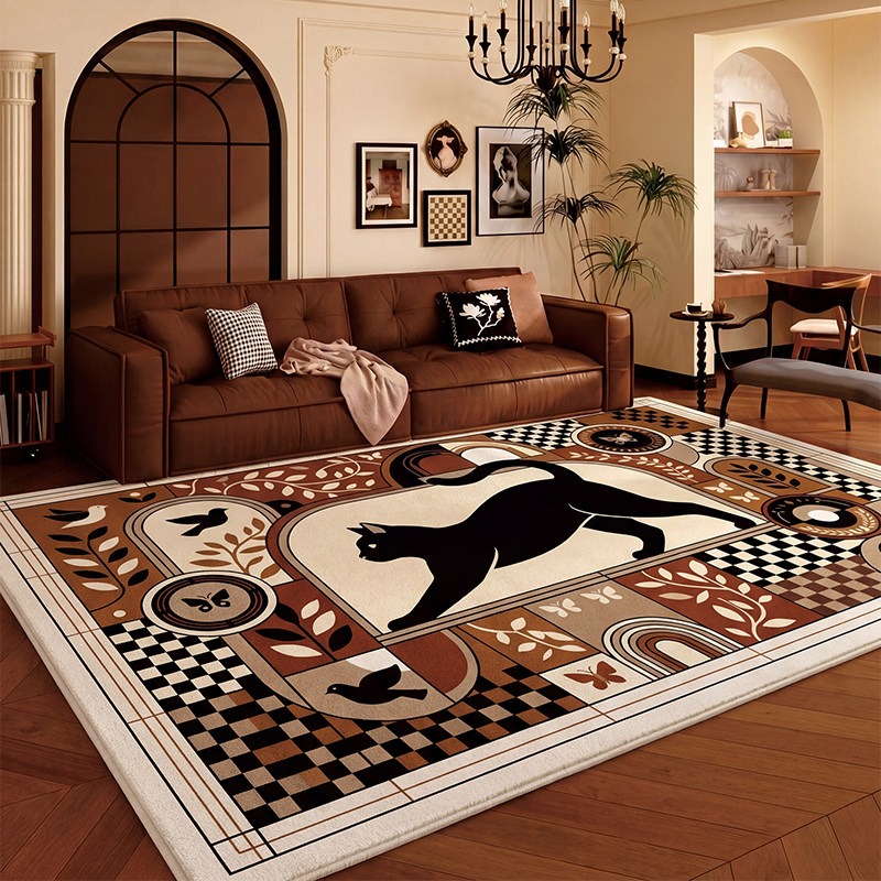 Home Decor Ig - Dywan do salonu w czarno-białą szachownicę