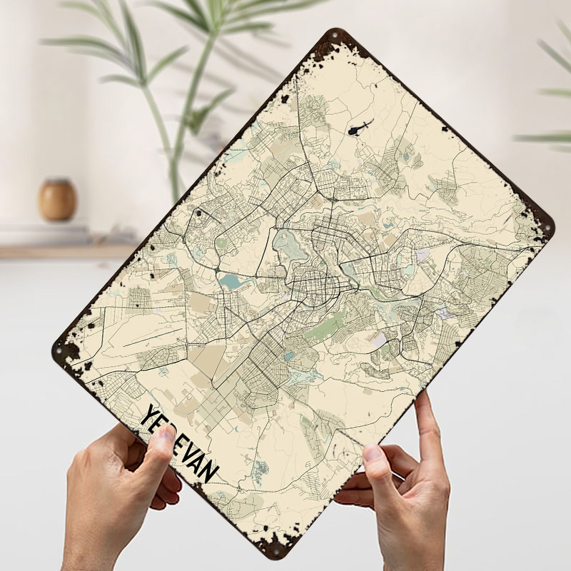 Mapa miasta Erevana, blaszany  – Home Decor Yerevan recenzja i cena