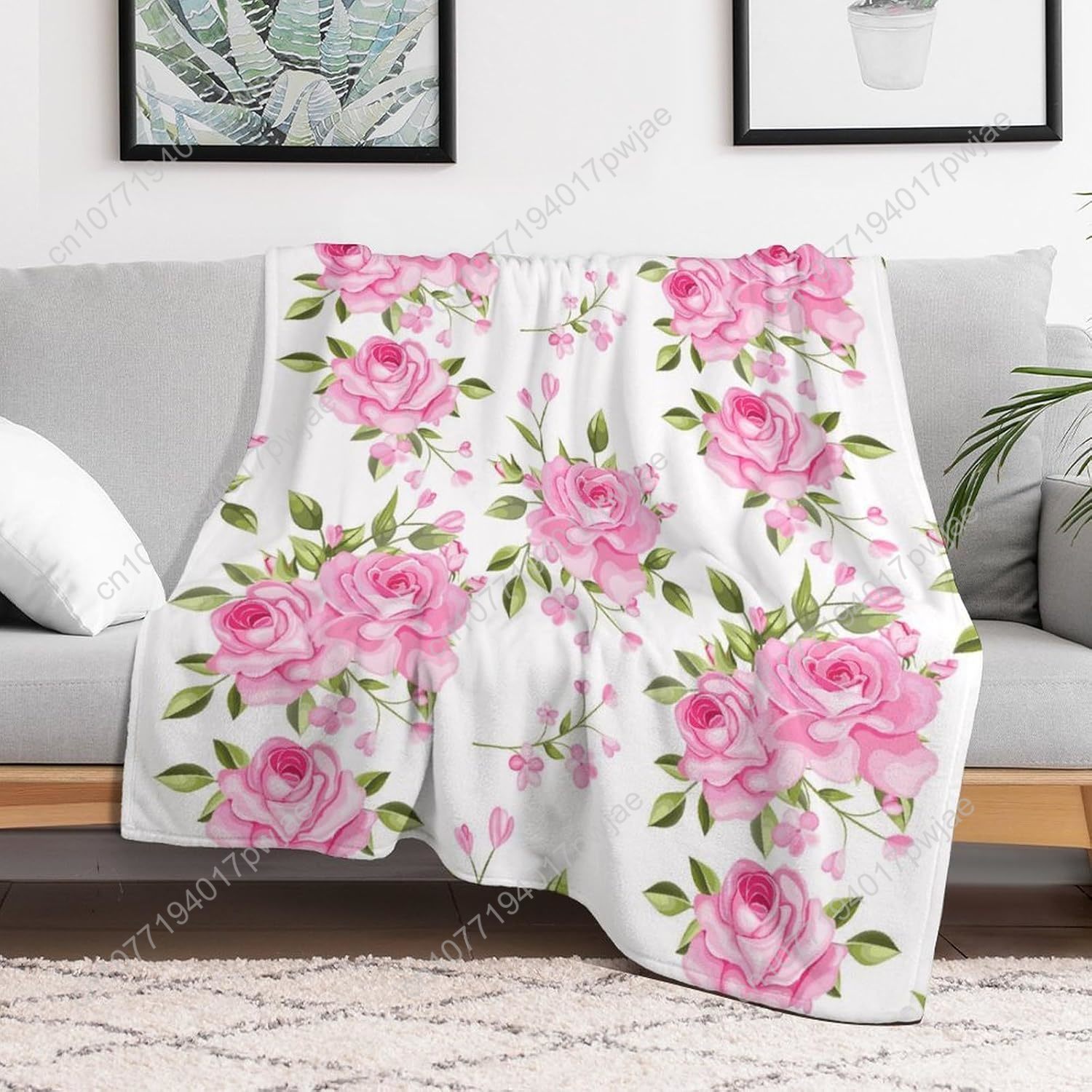 Różowy koc z kwiatowym wzorem, – Home Decor Luxury recenzja i cena