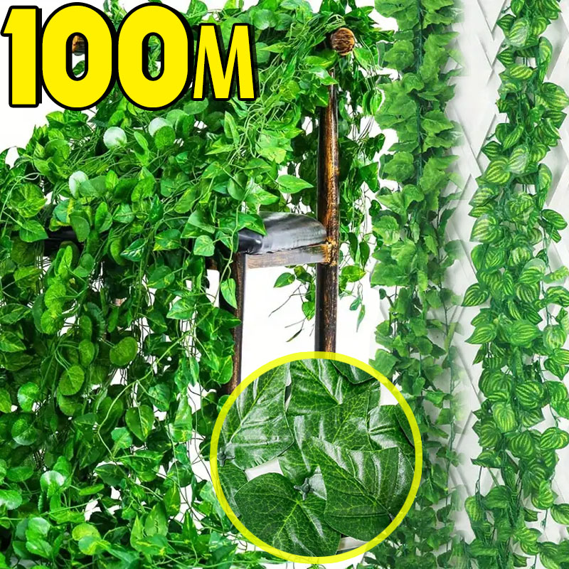 100/2M sztuczny zielony bluszc – Rattan Plant Basket recenzja i cena