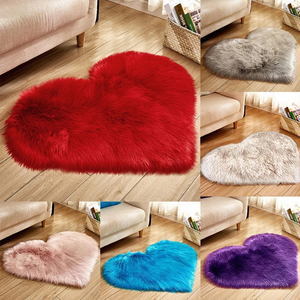Furry Solid Color Heart Rug Be – Home Decor Under 100 recenzja i cena
